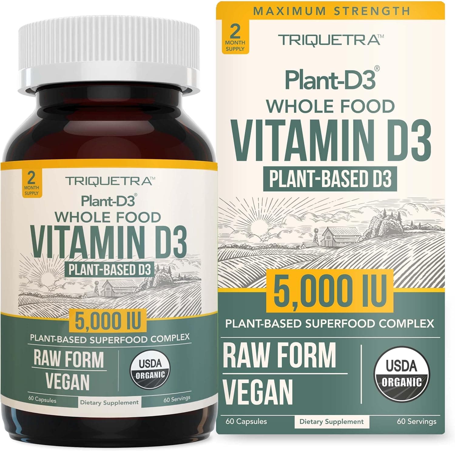 Organic Vitamin D3 5,000 IU - 100% Whole Food & Plant-Based…