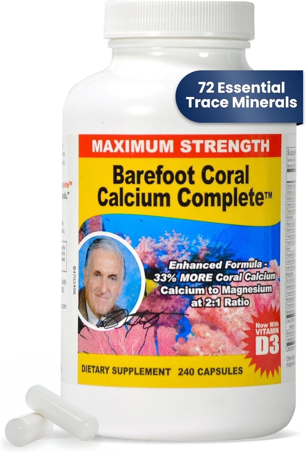 240 Count - Coral Calcium 1500mg Capsules - Bone Health - 72…