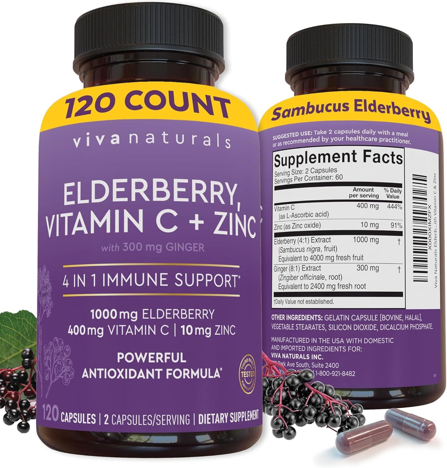 Viva Naturals Elderberry with Vitamin C and Zinc