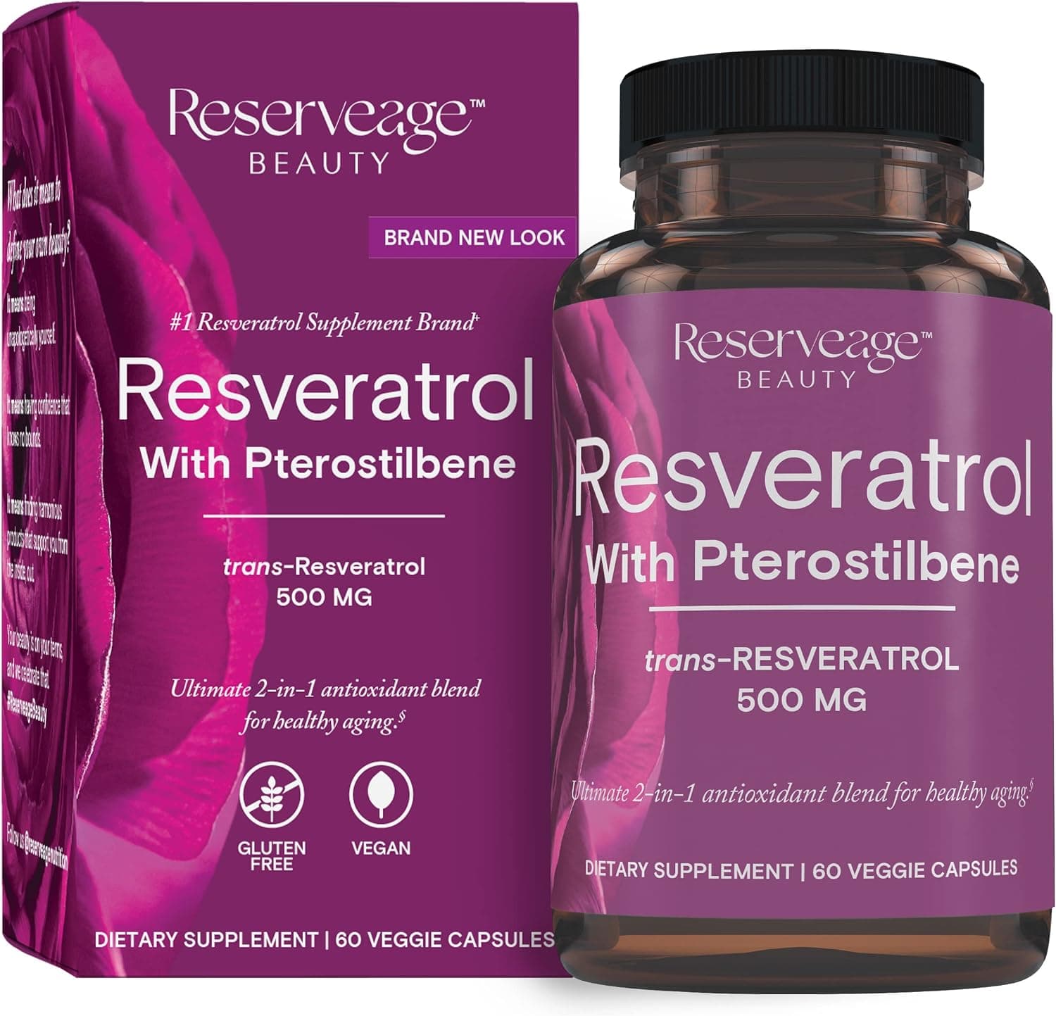 Reserveage Beauty, Resveratrol 500 mg with Pterostilbene…