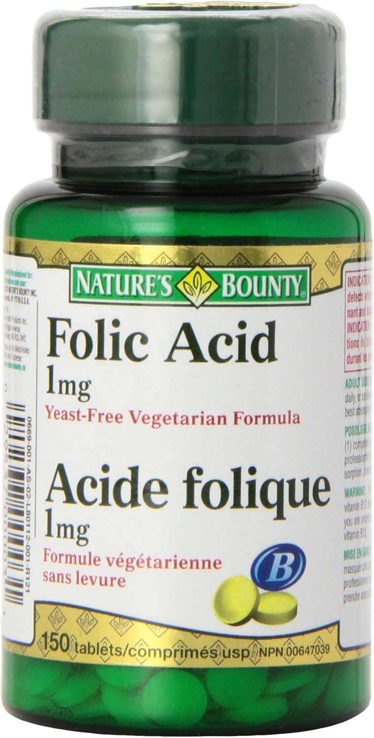 Nature's Bounty Folic Acid 1 mg 150 Tablets (Packaging May…
