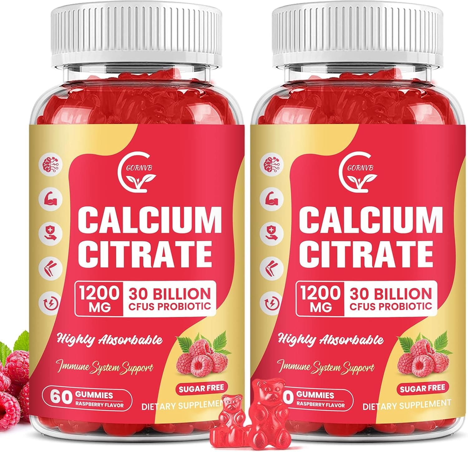 (2 Pack) Sugar Free Calcium Citrate Gummies 1200 mg…