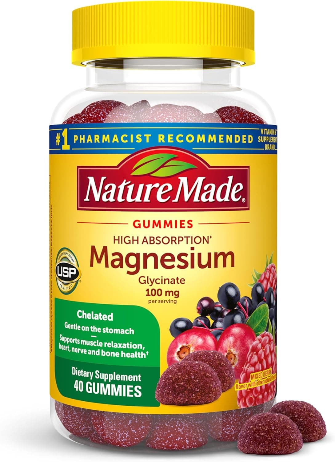 Nature Made High Absorption Magnesium Glycinate Gummies 100 mg…