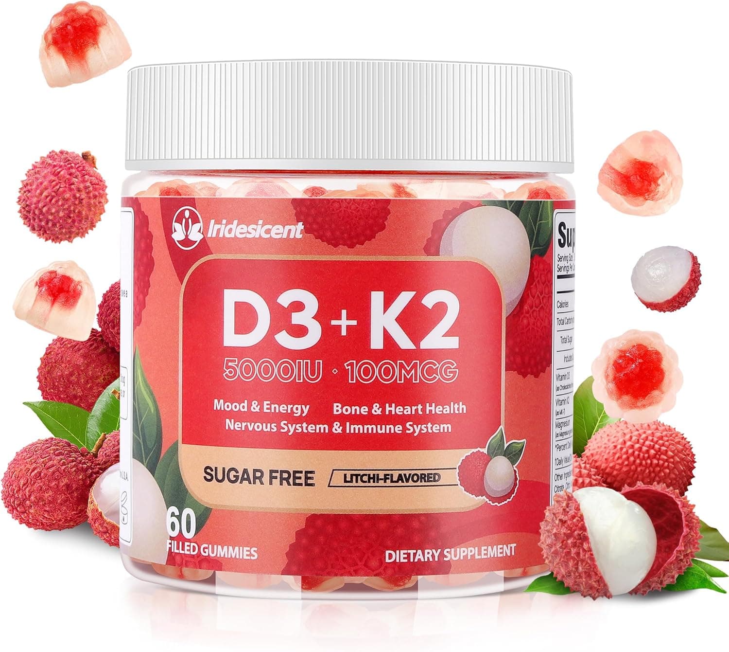 Vitamin D3 K2 Gummies Sugar Free - 60 Count | 5