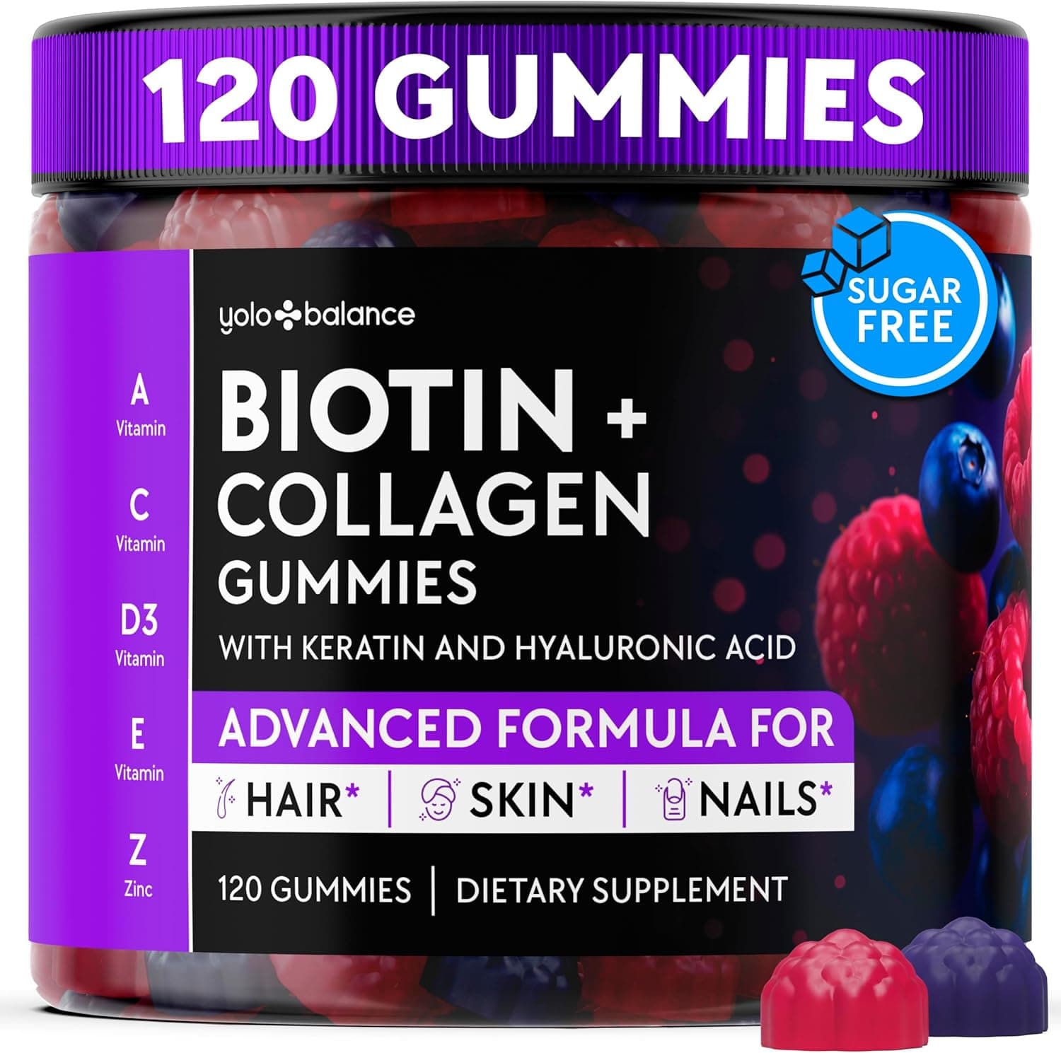 Biotin Gummies 10000mcg for Hair Growth Support - Sugar Free…