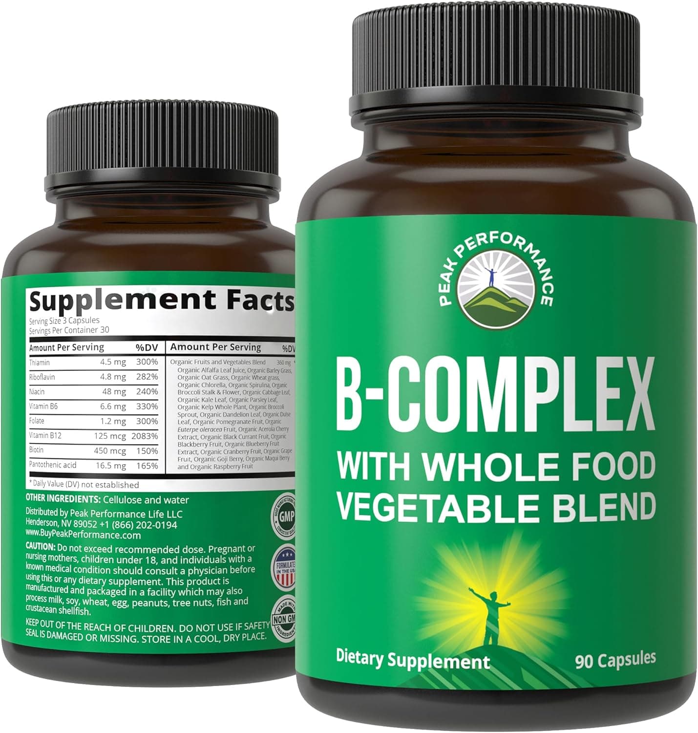 Vitamin B Complex Capsules + Whole Food Blend of 25 Vegetables…