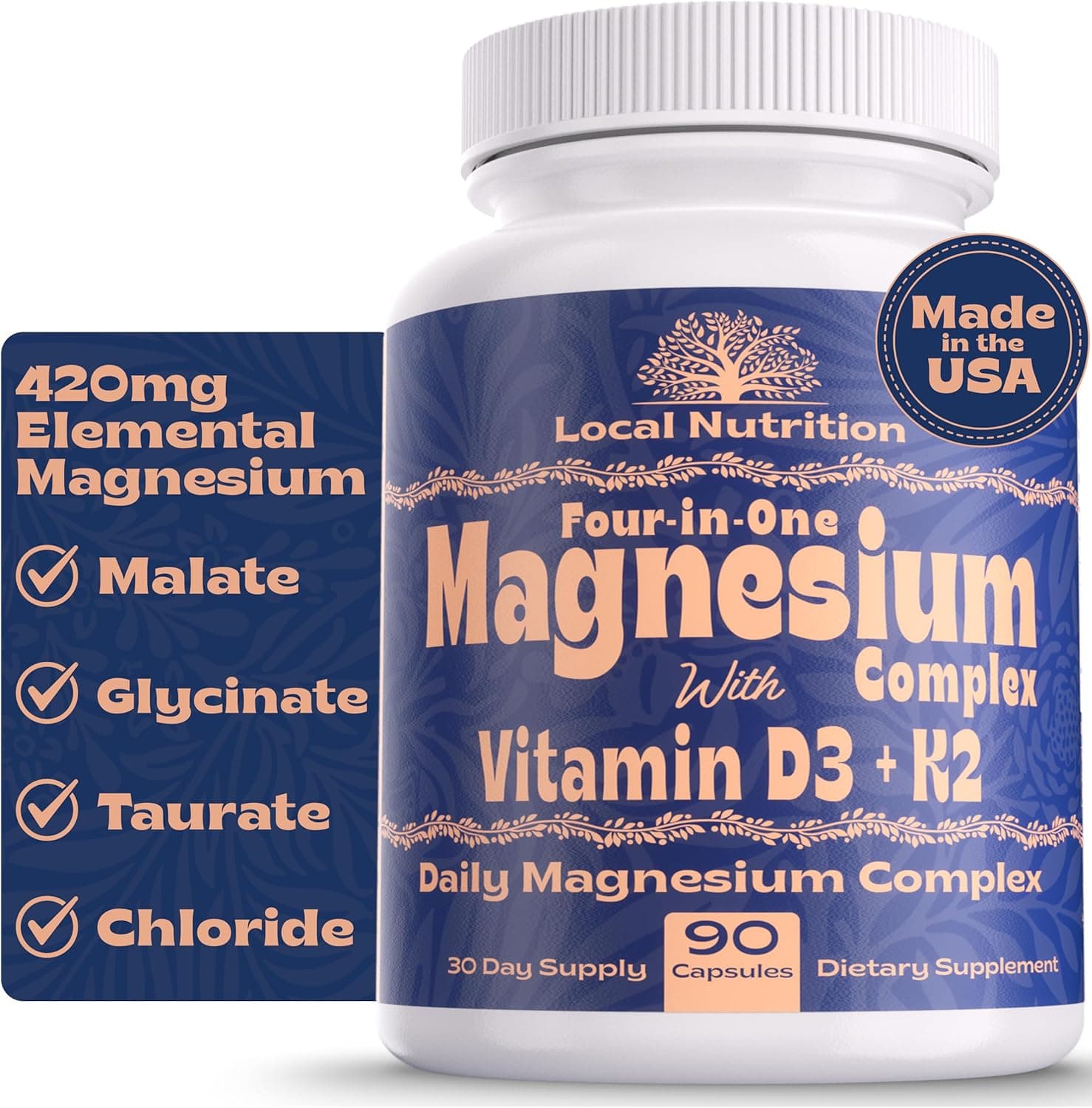 Magnesium Complex 420mg with Vitamin D3 K2 - Four Bioavailable…