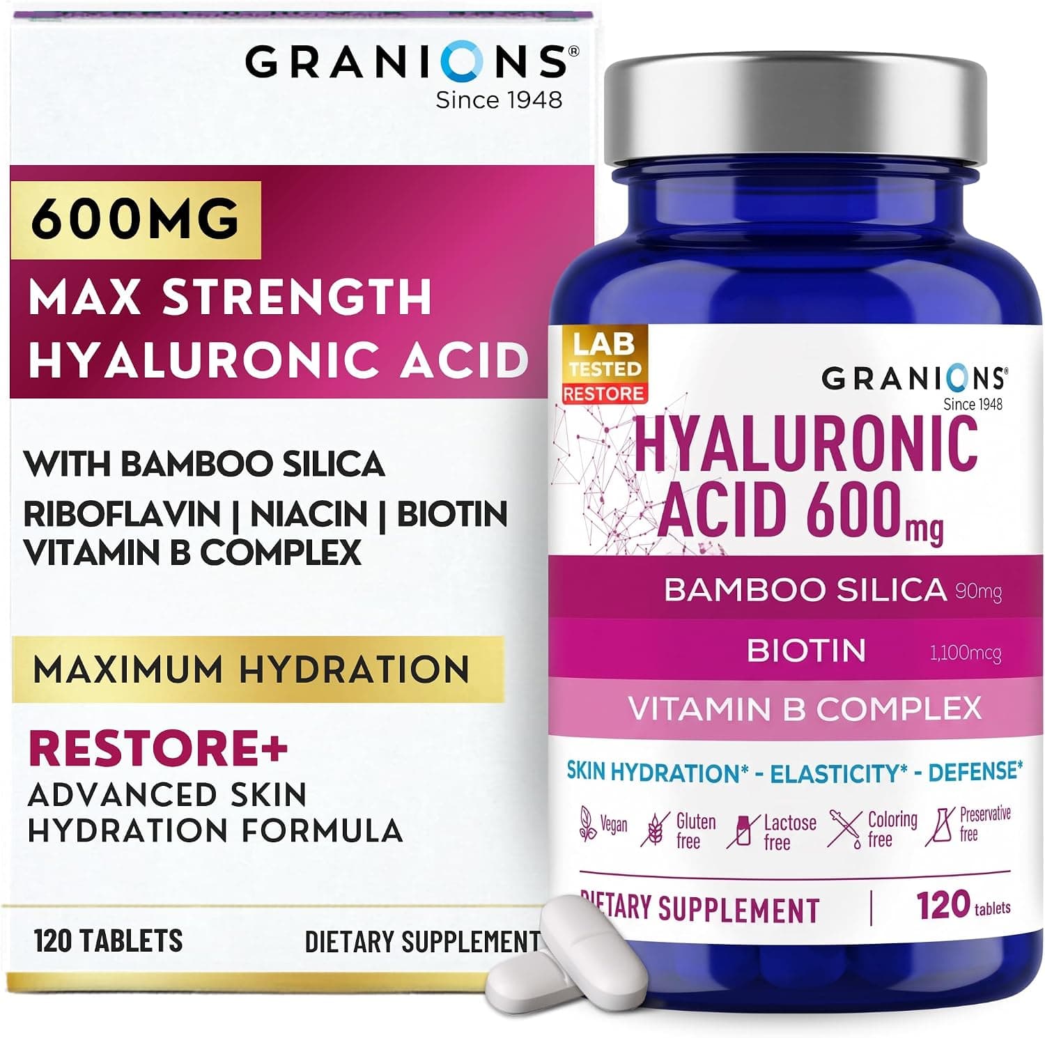 Granions Ultra Dosed Hyaluronic Acid Supplement 600mg - 120…