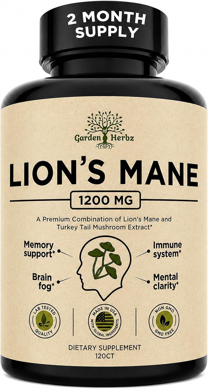 Lion's Mane Mushroom Brain Supplement Capsules - Memory