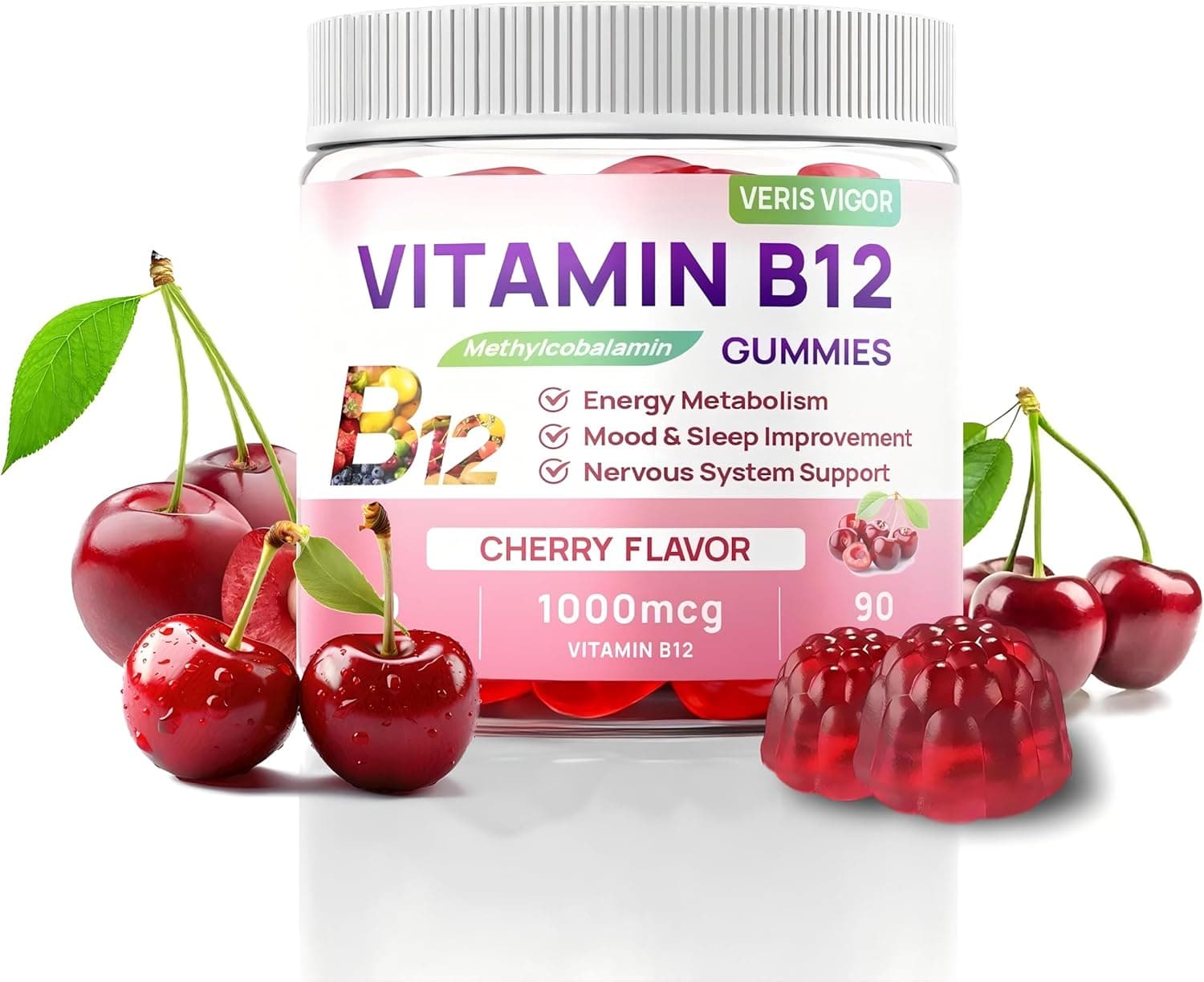 Cherry Flavored Vegan B12 - Methyl B12 with Organic…