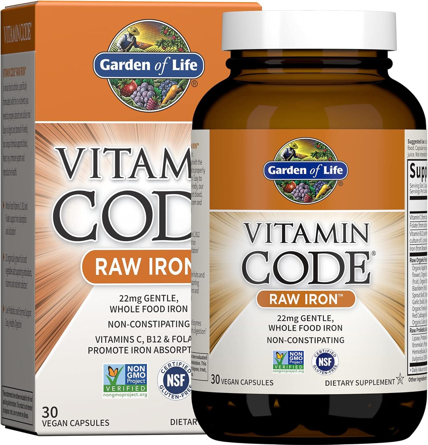 Garden of Life Vitamin Code Raw Iron Supplement - 30 Vegan…