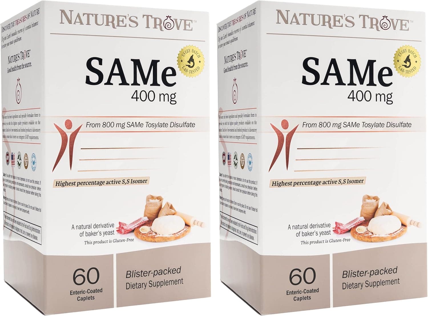 Nature's Trove SAM-e 400mg 120 Enteric Coated Caplets (2 Boxes…