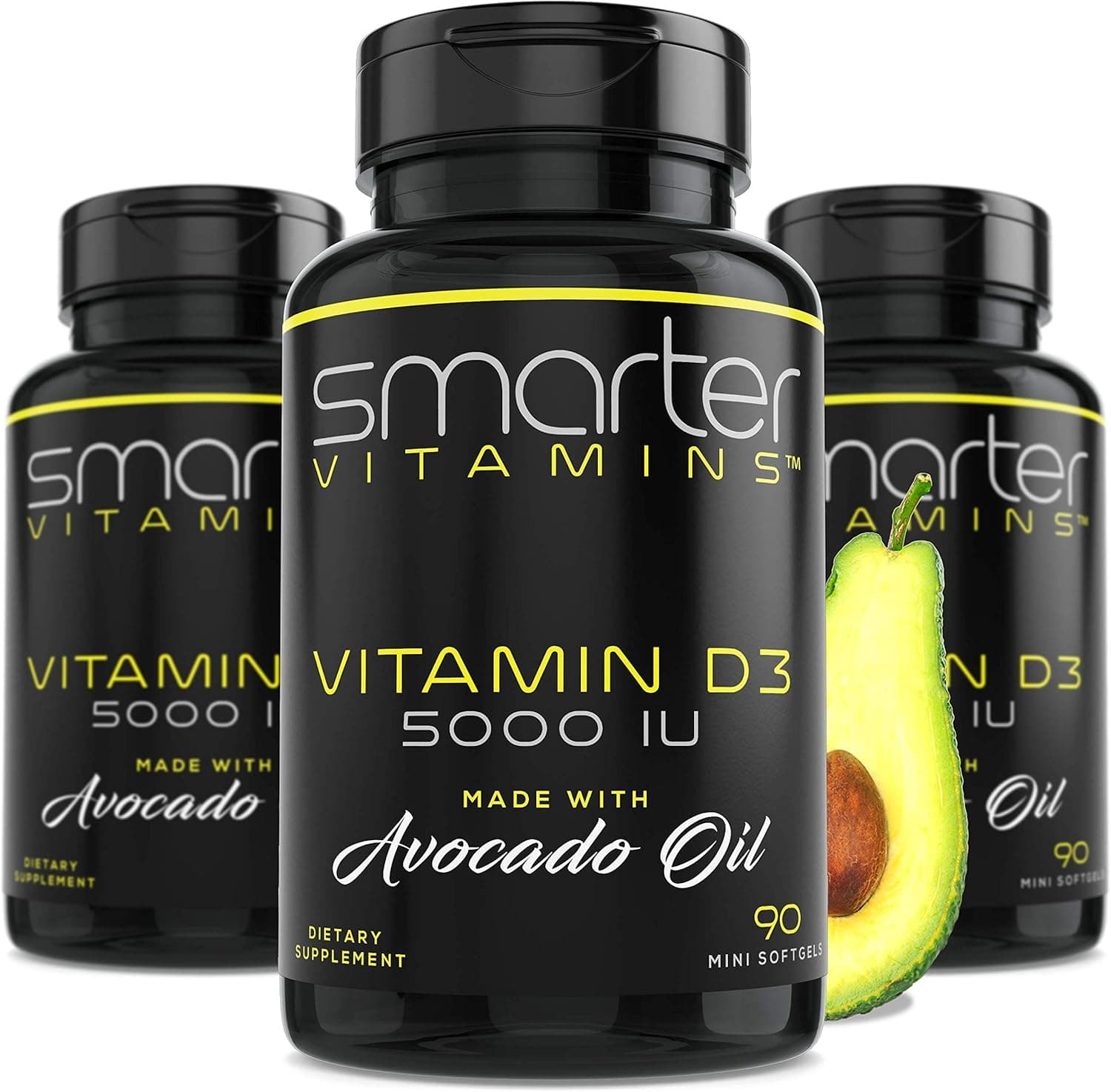 (3 Pack) Smarter Vitamin D3 5000 IU in Avocado Oil 125mcg 270…
