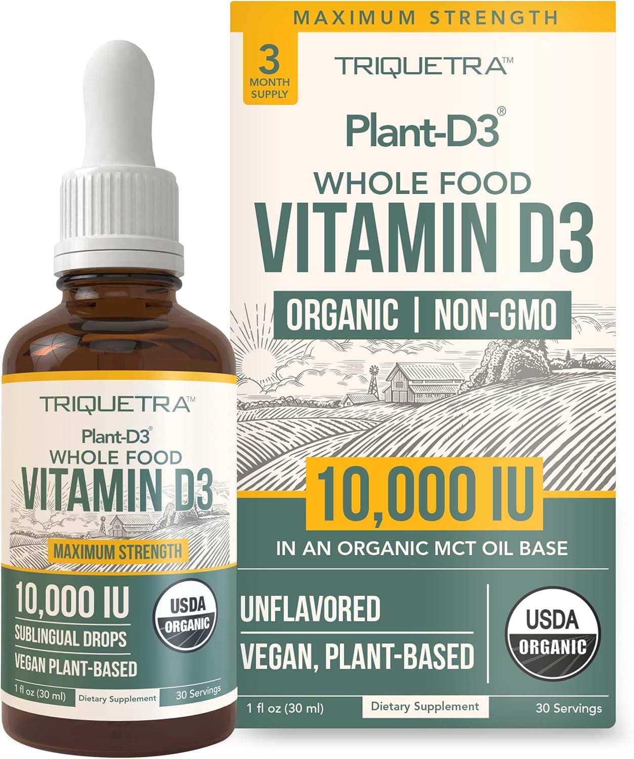 Organic Vitamin D3 10,000 IU - Plant D3, Vegan, Max Strength…