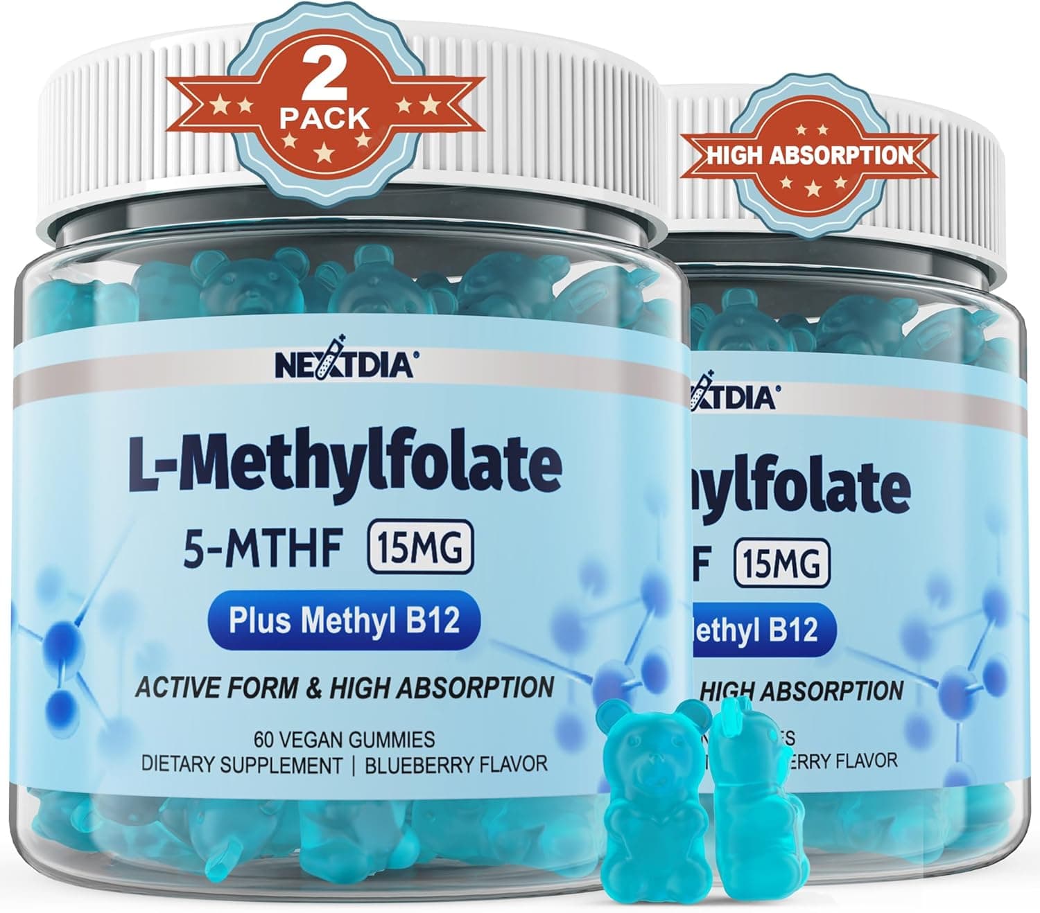 L-MethylFolate 15mg & Methyl B12 Gummies