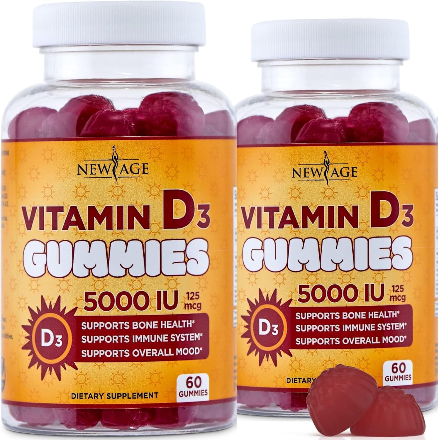 NEW AGE Vitamin D3 5000 IU 125mcg Gummies - Immune Supplement…