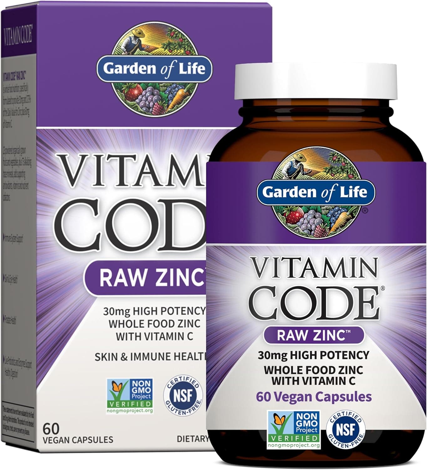 Garden of Life Zinc Supplements 30mg High Potency Raw Zinc…