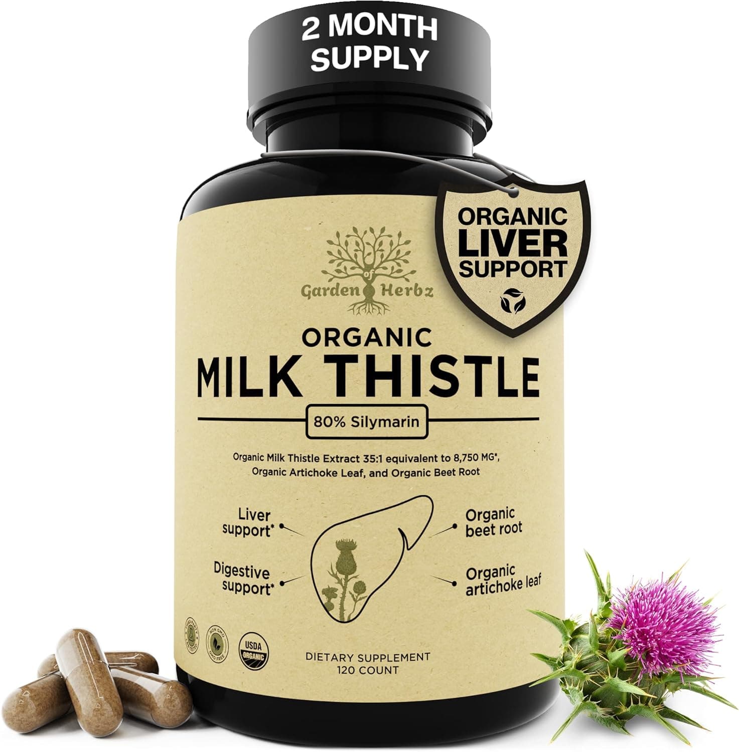 USDA Organic Milk Thistle Liver Detox Capsules