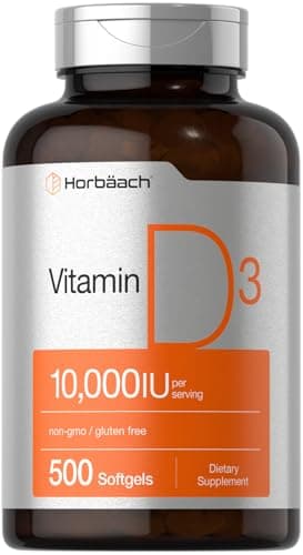 Horbäach Vitamin D3 10000 IU | 500 Softgels | Non-GMO