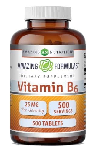 Amazing Formulas Vitamin B6 (Pyridoxine) 25 Mg Supplement…
