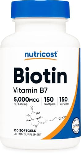 Nutricost Biotin (5,000mcg) 150 Softgels - Vitamin B7 - Gluten…