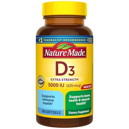 Nature Made Vitamin D3 5000 IU (125 mcg) Softgels