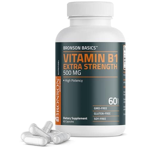 Bronson Vitamin B1 Extra Strength 500 MG High Potency Non-GMO