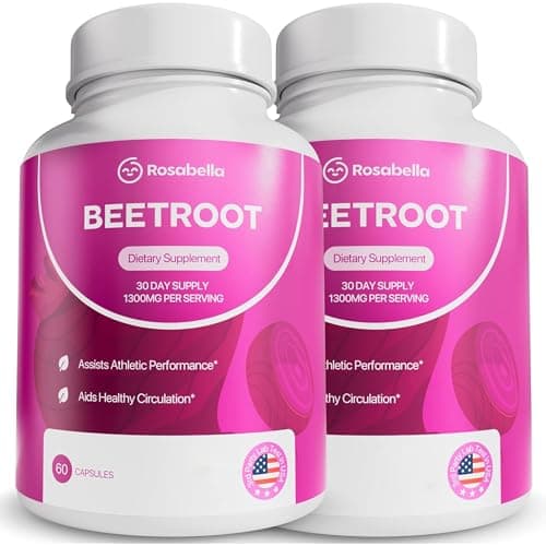 Rosabella Organic Beet Root Capsules - 1300mg Beet Root Powder…