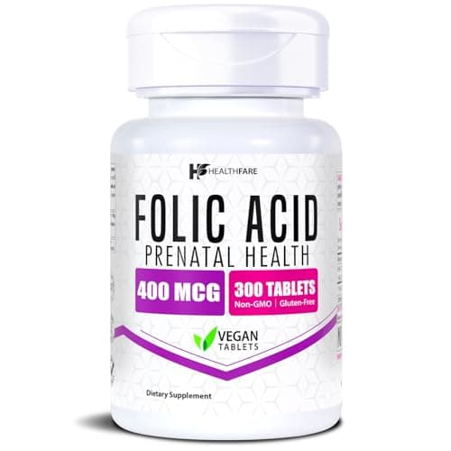 Healthfare Folic Acid 400mcg | 300 Veg Tablets | Folate…