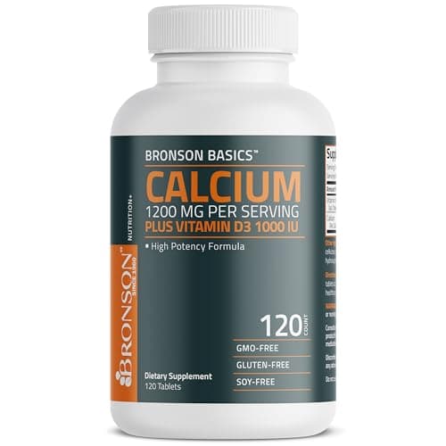 Bronson Calcium 1200mg Per Serving Plus Vitamin D3 1000 IU…