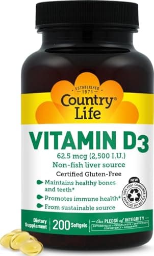 Country Life Vitamin D3 2500 IU – Non-Fish Derived