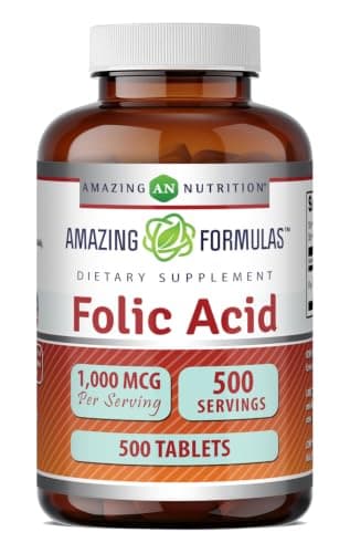 Amazing Formulas Folic Acid 1000 Mcg (1 Mg) Tablets Supplement…