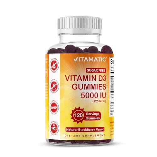 Vitamatic Sugar Free Vitamin D3 5000 IU - 120 Gummies - Great…
