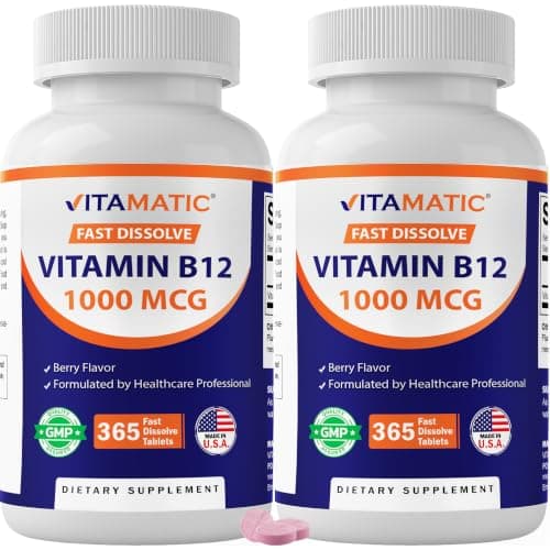 Vitamatic Vitamin B12 1000 mcg Fast Dissolve Tablets – Natural…