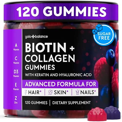 Biotin Gummies 10000mcg for Hair Growth Support - Sugar Free…