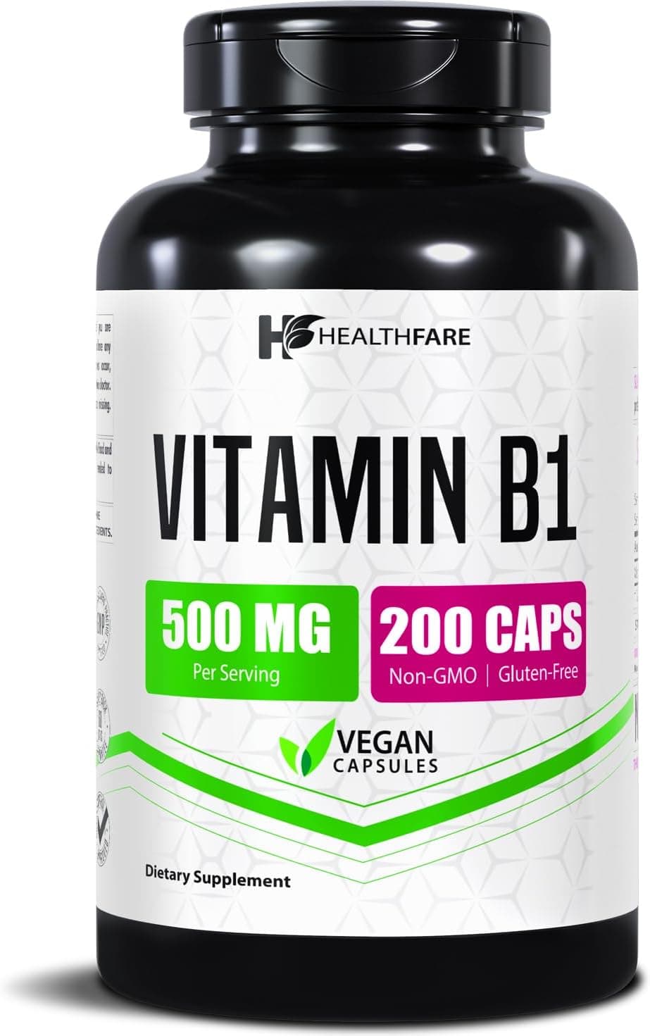 Healthfare Vitamin B1 (Thiamine) 500mg | 200 Vegan Capsules…