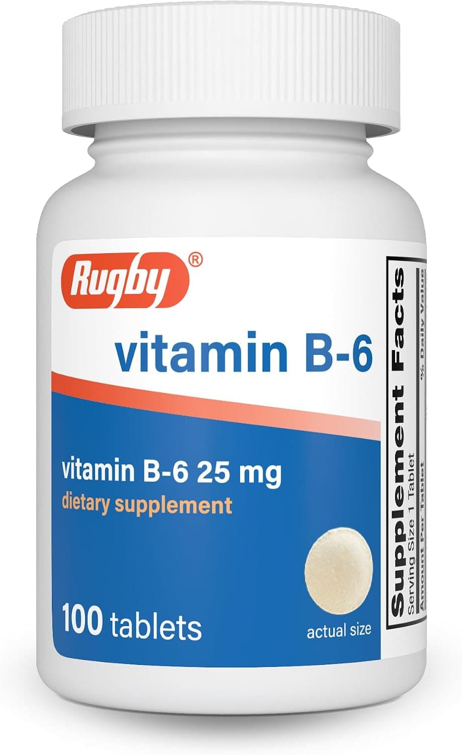 Rugby Vitamin B-6 Tablets - 25mg of Vitamin B6 - Dietary…