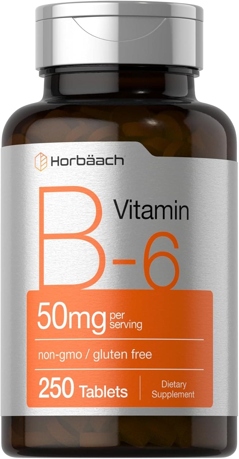 Horbäach B6 Vitamin 50mg | 250 Tablets | Non-GMO & Gluten Free…
