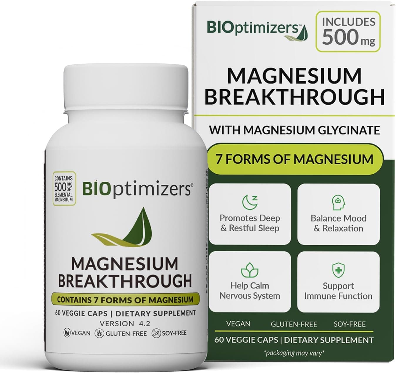 BIOptimizers Magnesium Breakthrough Supplement with 500mg - 7…