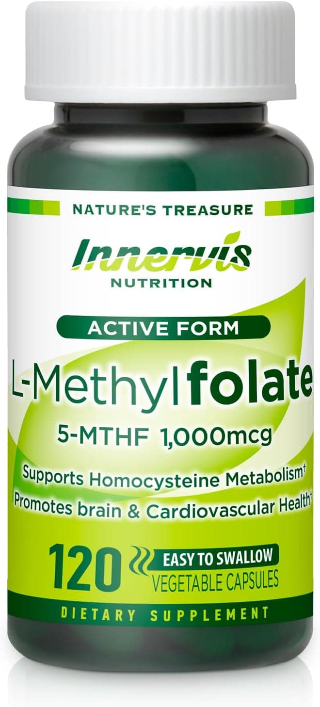 L-Methylfolate 1000mcg (120 Caps) Active Folate for Heart