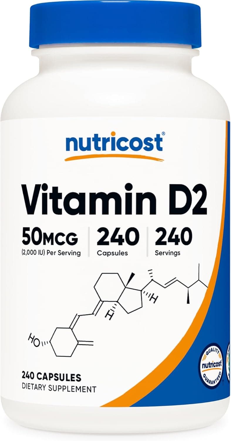Nutricost Vitamin D2 Supplement (2000 IU) 240 Capsules - Vegan