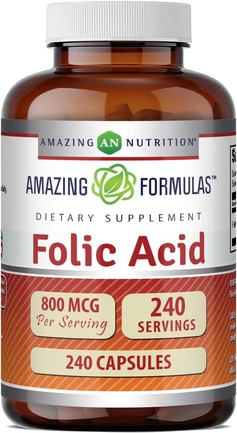 Amazing Formulas Folic Acid (Vitamin B9) 800 Mcg Supplement…