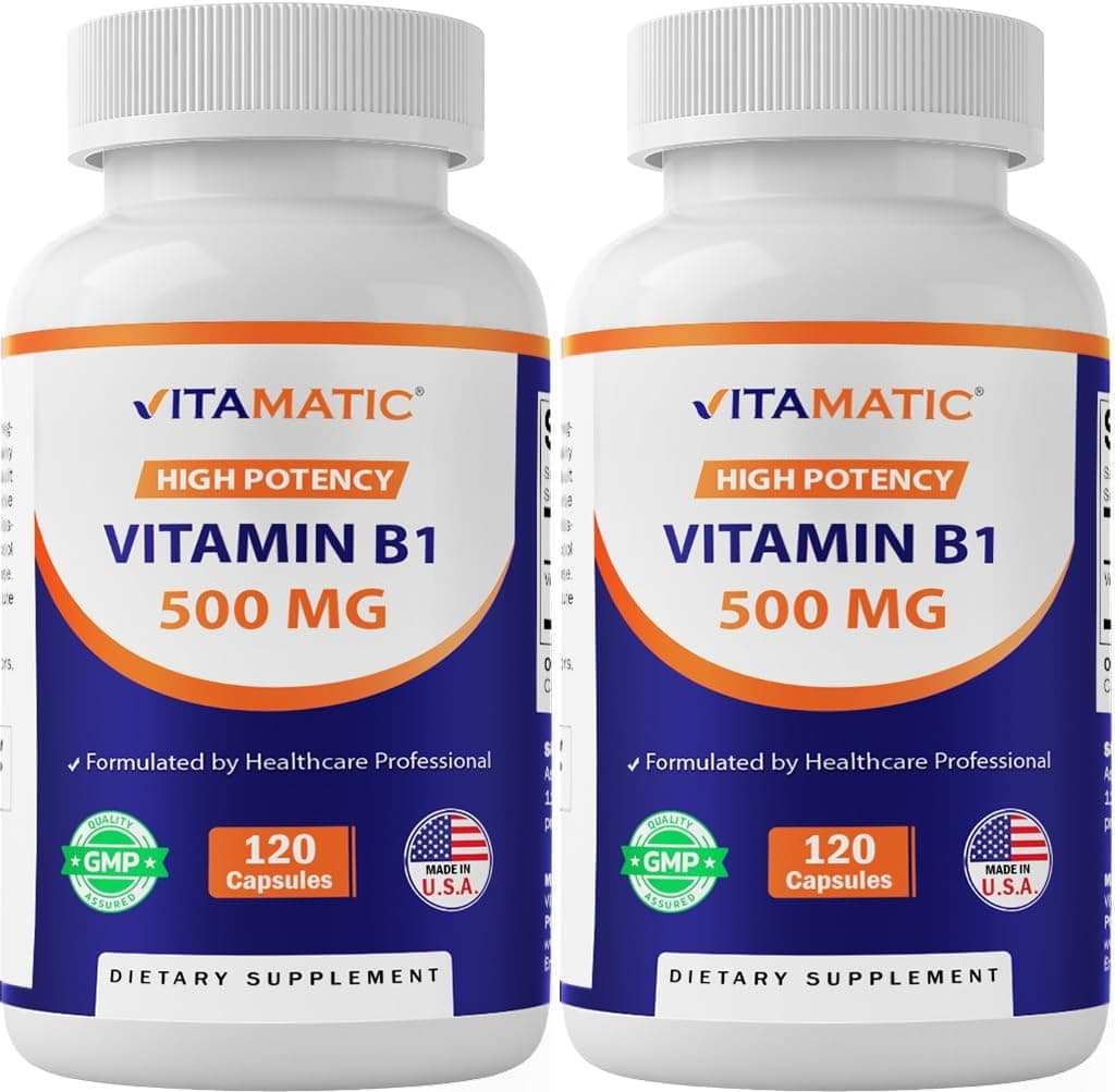 Vitamatic Vitamin B1 (Thiamine) 500mg – 2 Pack (240 Capsules…