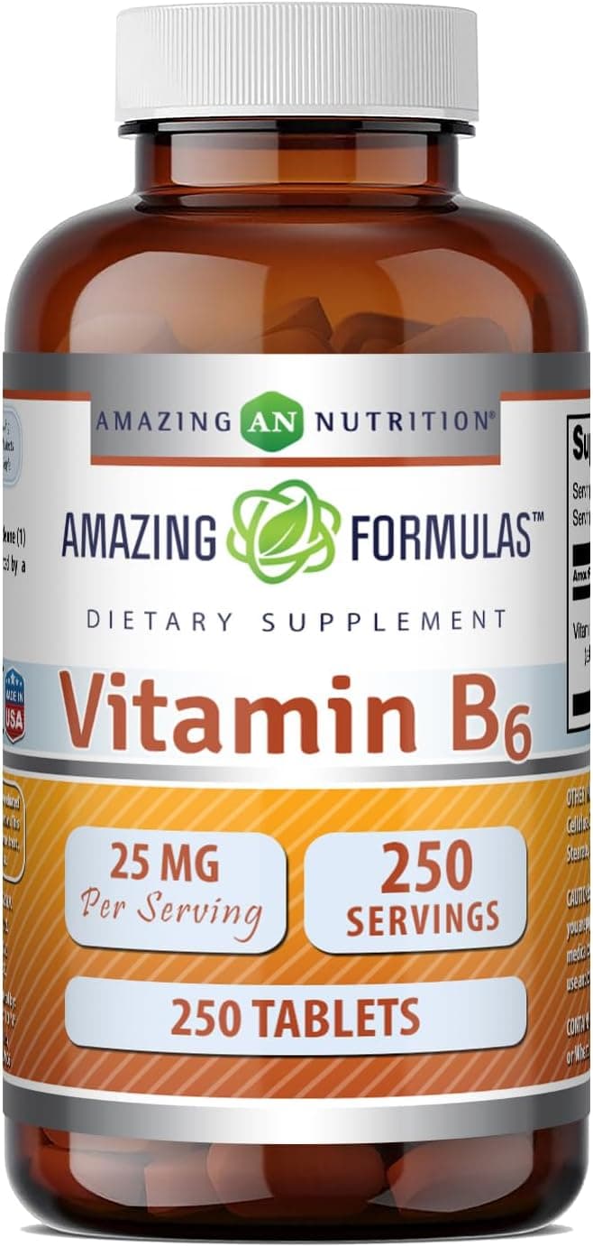 Amazing Formulas Vitamin B6 Pyridoxine 25mg 250 Tablets…