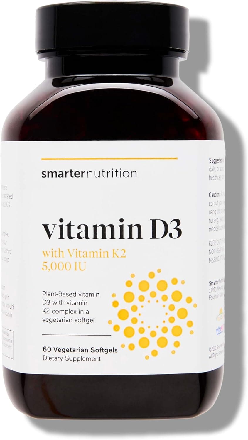 SMARTERNUTRITION Vegan Vitamin D3 5000 IU + Natural Vitamin K2…