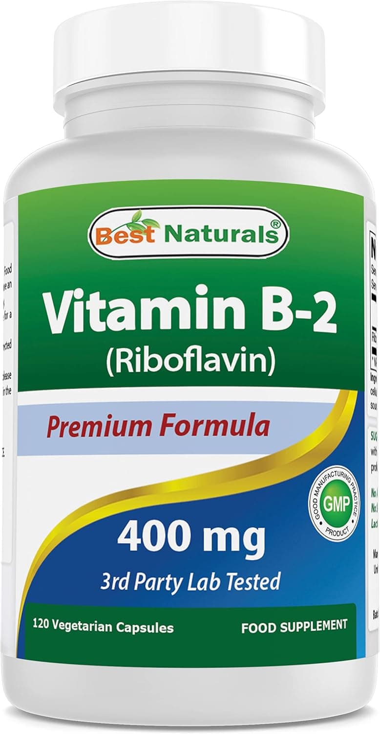Best Naturals Vitamin B2 (Riboflavin) 400mg - Migraine Relief…