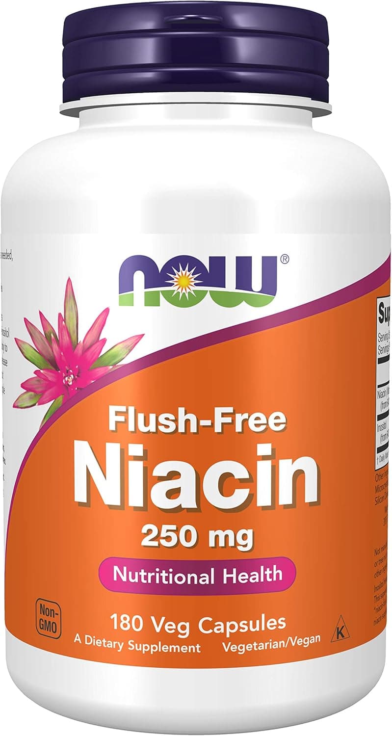 NOW Foods Niacin, Flush Free 250 mg, 180 Caps (Pack of 3)
