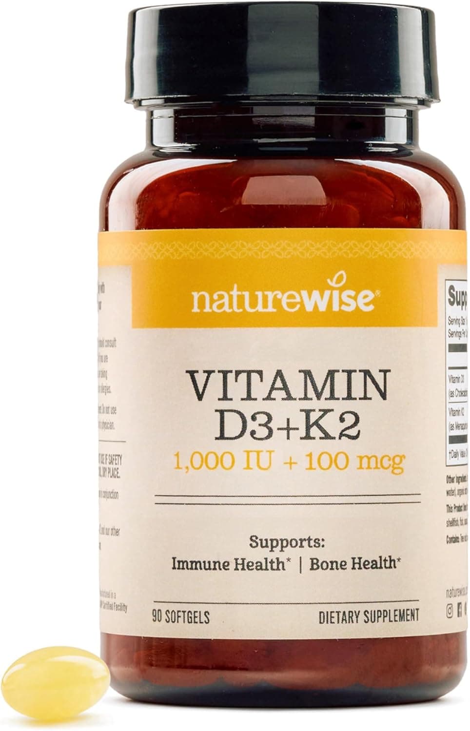 NatureWise Vitamin D3 1000IU + K2 (MK7) 100mcg with Organic…