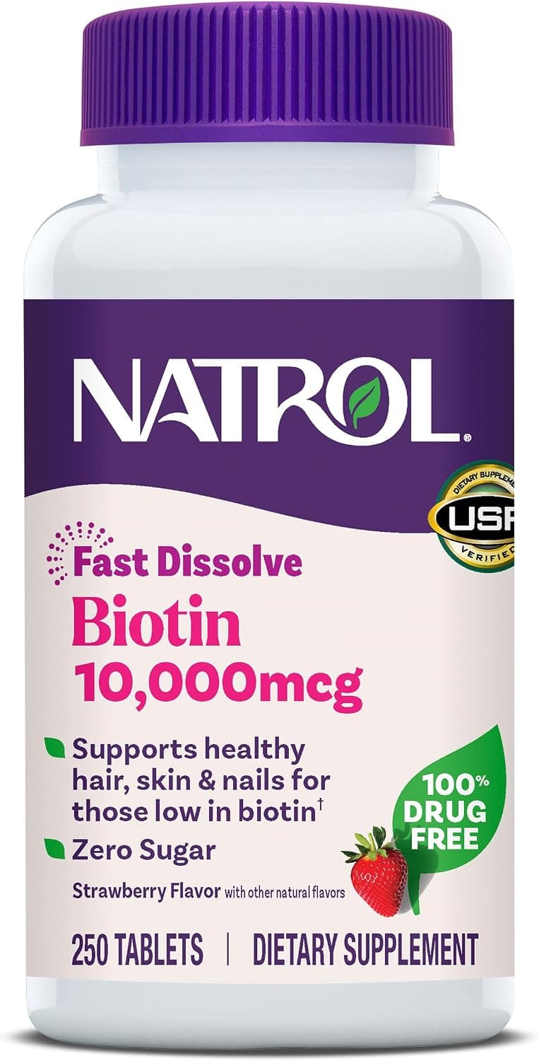 Natrol Biotin 10,000 mcg Fast Dissolve Tablets, Strawberry…
