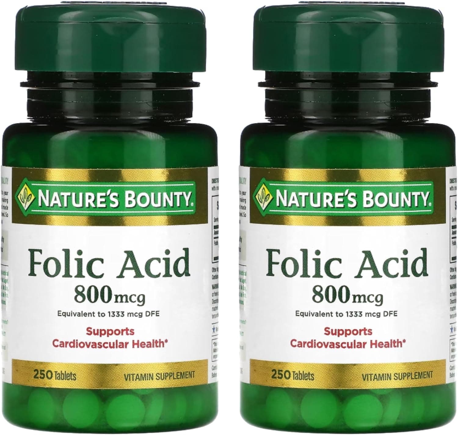 Nature's Bounty Folic Acid 800 mcg Vitamin Supplement Maximum…